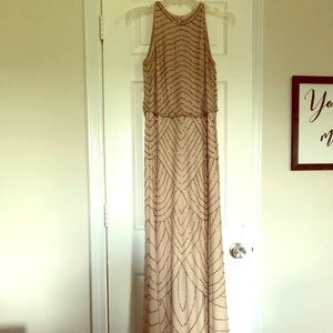 Adrianna Papell SZ 4 Beaded Halter Neck Dress